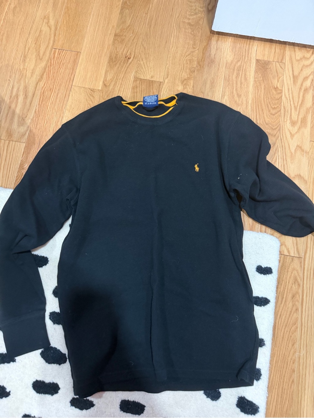 Polo by Ralph Lauren Black Crewneck Sweater with Yellow Pony Accent